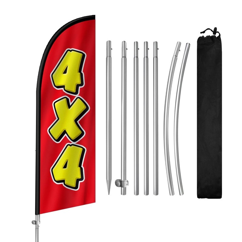 8FT 4X4 Banner Feather Flag with Stainless Steel Pole Kit(2m flag set)
